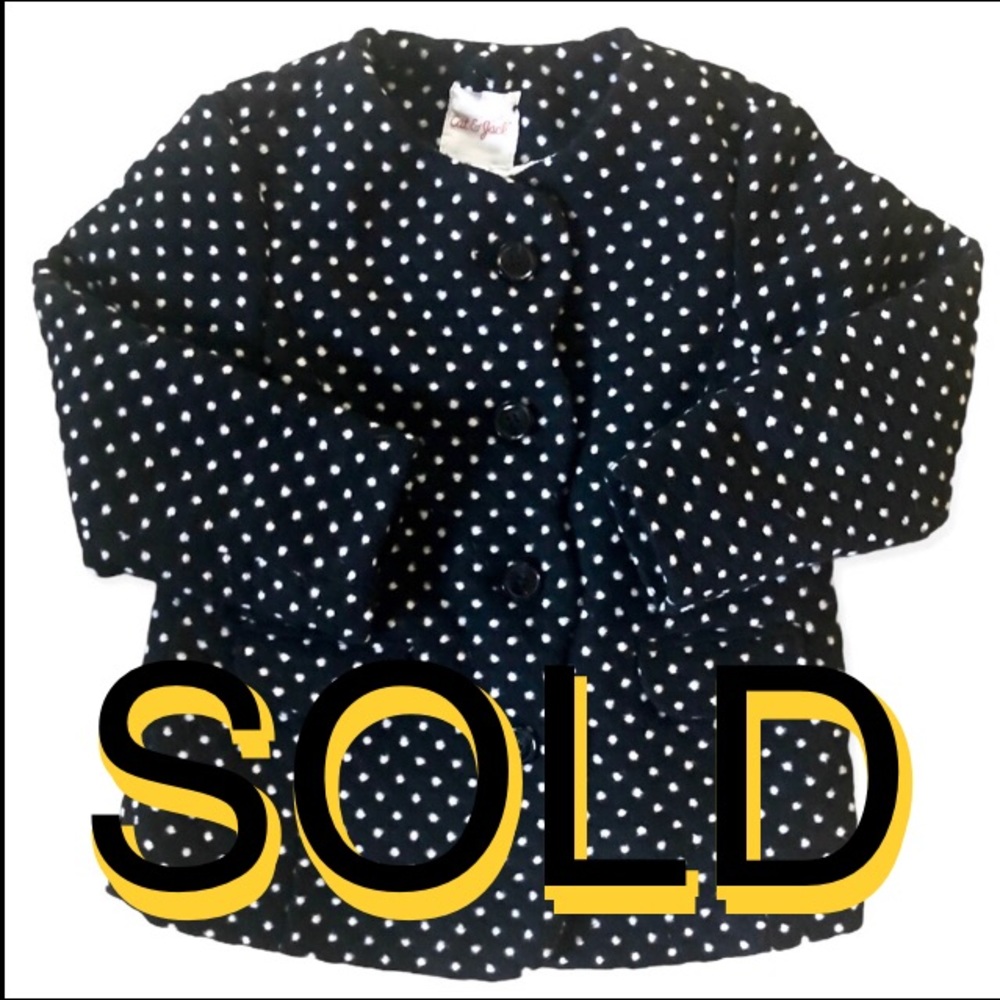 Black dress coat with white polka dots 4T
